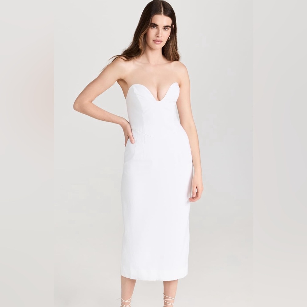 Mara Hoffman White Strapless Midi Dress